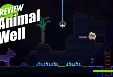 The player character approaches a dog in Animal Well