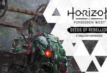 A promotional banner for Horizon Forbidden West: Seeds of Rebellion.