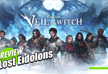 Lost Eidolons: Veil of the Witch title image with the main characters.