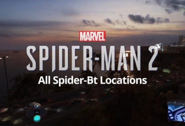 The Spider-Man 2 logo and text against a backdrop of Spider-Man Swinging