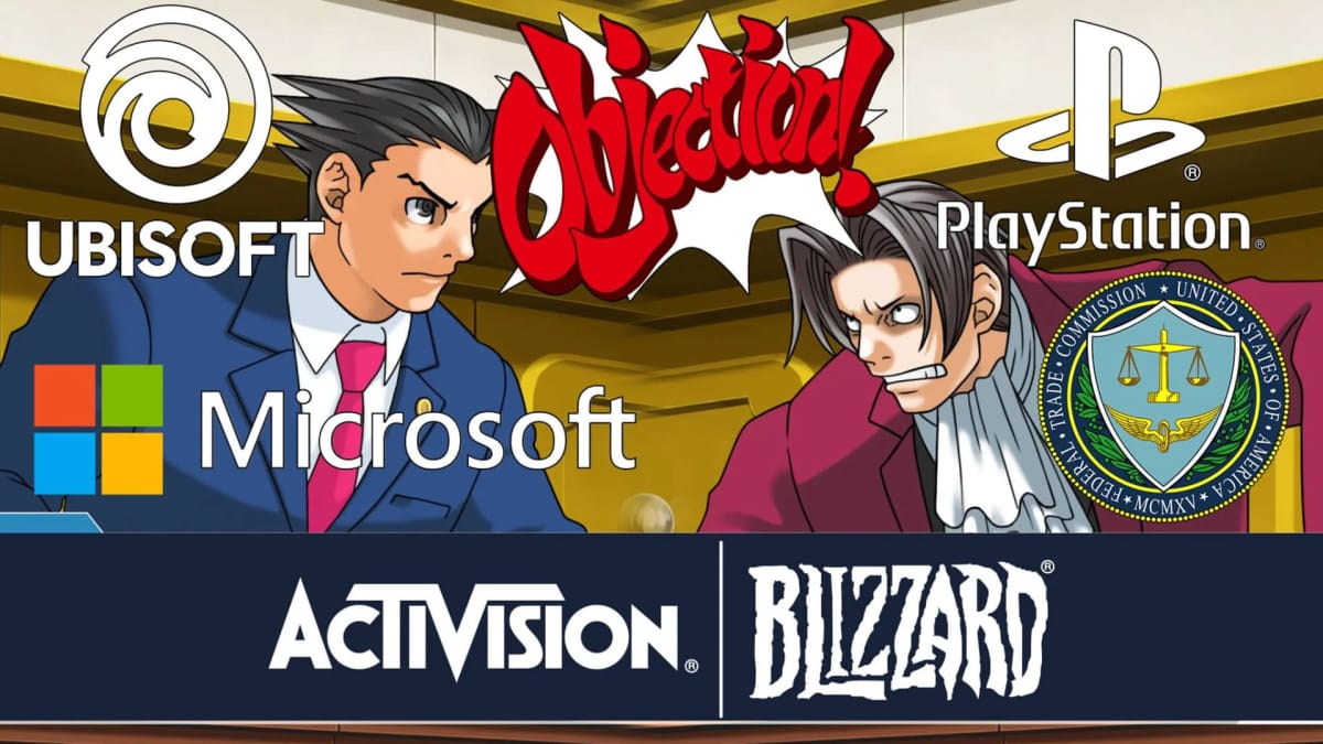 Phoenix Wright and Edgeworth object in representation of the legal battle betweet the FTC and Microsoft