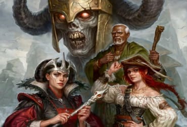 Cover artwork of Pathfinder Second Edition Lost Omens Legends, featuring a group of adventurers and an undead looming behind them.