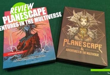 The front of the D&D 5e Planescape Adventures In The Multiverse collection sets with the TR Review Overlay