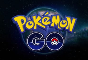 Picture showing a giant logo floating on a space background. The logo is vaguely cylindrical and has the words "Pokemon GO" over the top, with Pokemon being in yellow, and go in a deep indigo. 