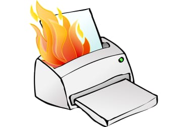 Printer on Fire Clipart