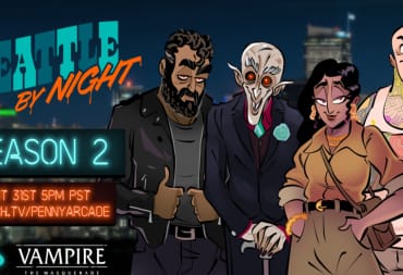 An official logo banner for Seattle By Night Season Two, featuring animated depictions of the vampire coterie starring in the show.