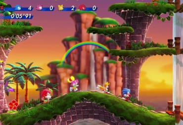 sonic superstars preview four leads walking through bridge island