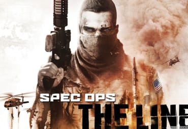 The Game Cover of Spec Ops: The Line, showcasing a buzzcut man brandishing an assault rifle.