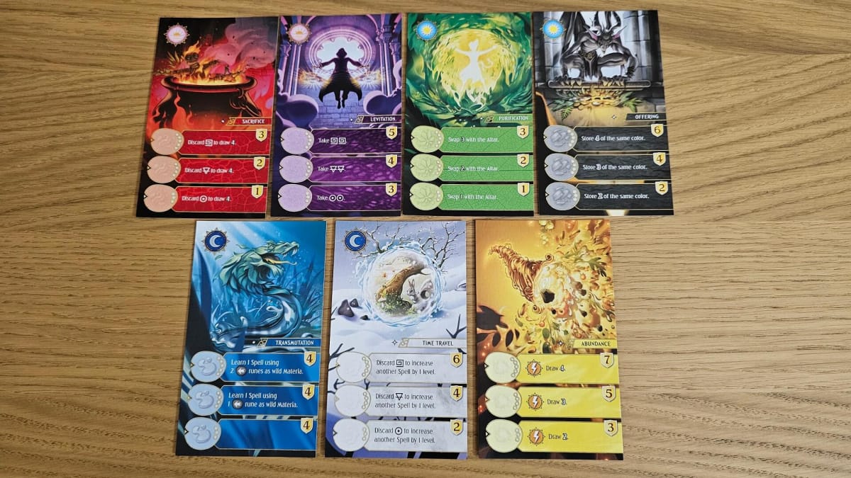 The 7 1-star Spellbook spell cards.