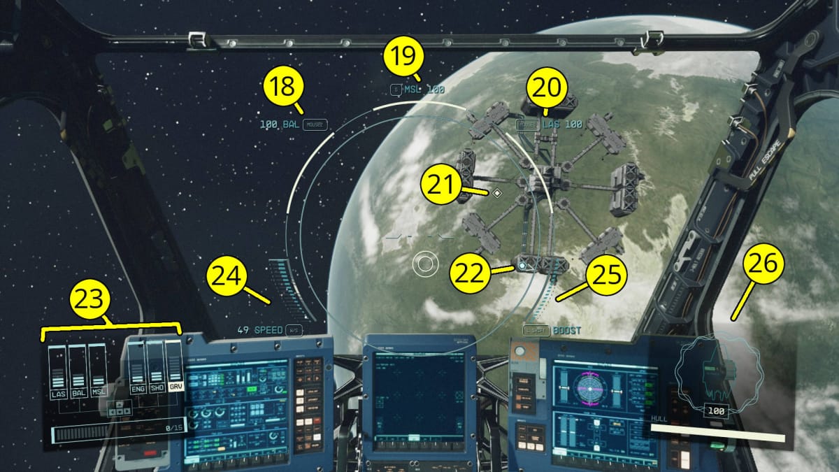 Starfield Starter Guide - HUD Explanation Spaceship Cockpit Flying Toward Nesoi with a Space Station in Front