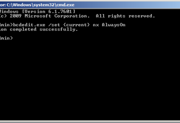 bcdedit Data Execution Prevention (DEP) always on